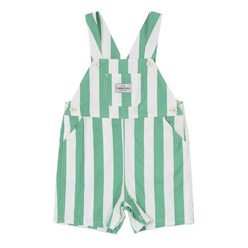Goldie + Ace Happy Stripe Button Burton Overalls 6M-2Y